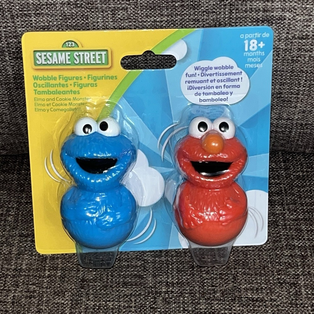 Sesame Street Wiggle & Wobbles Figures Weighted Toys Elmo Cookie Monster NEW